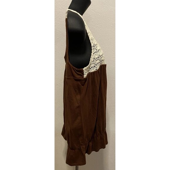 Decree Womens Size Medium Halter Top Wide Crocheted Halter Brown - Picture 7 of 10